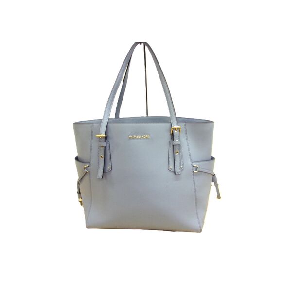 Michael Kors Large Baby Blue Saffiano Leather Shoulder Bag "VOYAGER" Authentic - Picture 1 of 5